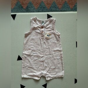 Dip|Baby gender neutral striped textured sleeveless romper,button up in 18-24M••